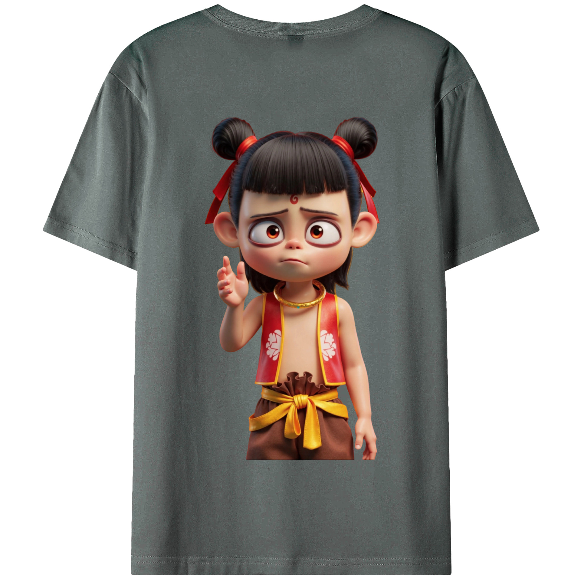 （画像用） Ne Zha 2 ナタ 魔童の大暴れ 綿100％半袖Tシャツ（背面プリント）